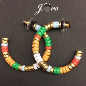 J. Crew Stacked Zig Zag Bead Hoop Earrings